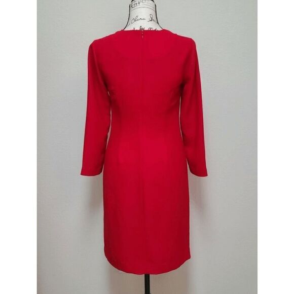 ❤️ BANANA REPUBLIC Ruffle 3/4 Sleeves Classy Shift Red Dress SIZE 0 - Picture 4 of 15